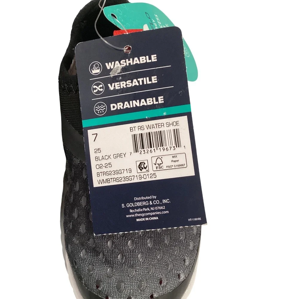 Rugged Shark Kids‎ Size 7 Black Grey AquaFlow Technology Water Shoes Washable